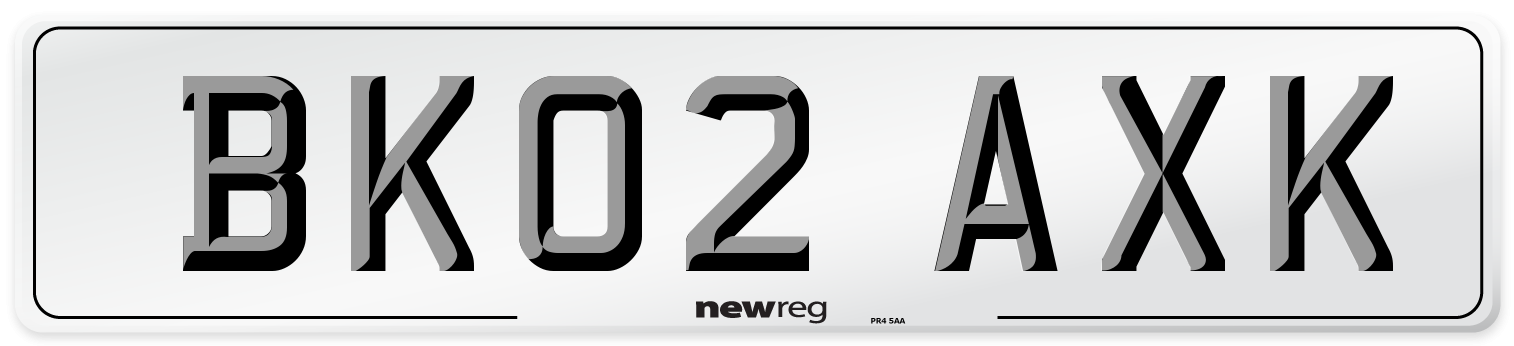 BK02 AXK Number Plate from New Reg